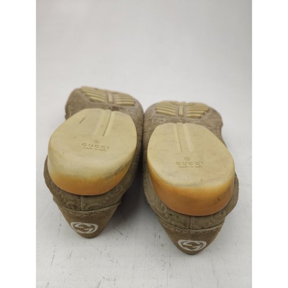 Gucci Guccissima Suede Embossed GG Beige Driving Loafers Size 8.5 US 9-9.5 - Picture 13 of 14